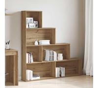 zylophax Bibliothèque chêne Artisanal en Bois d'ingénierie 157x24x160 cm Meuble de Rangement avec 6 Compartiments modulables pour Salon Bureau Chambre, étagère Ouverte Design Classique Stable