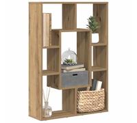 zylophax Bibliothèque chêne Artisanal en Bois d'ingénierie 63x20x90 cm avec 7 Compartiments modulables pour Rangement Salon Bureau Chambre, Meuble rayonnage asymétrique et étagère Ouverte