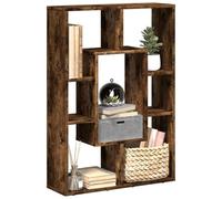zylophax Bibliothèque chêne fumé 63x20x90 cm en Bois d'ingénierie avec 7 Compartiments modulables, Meuble de Rangement asymétrique Ouvert pour Salon Bureau Chambre Enfant
