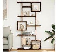 zylophax Bibliothèque chêne fumé 92x29x188 cm Bois d'ingénierie 9 Compartiments Ouverts Meuble Rangement Salon Bureau Chambre Rangement Livres dossiers Manga