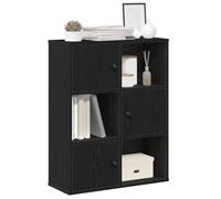 zylophax Bibliothèque chêne Noir 60x24x76,5 cm Bois d'ingénierie Meuble de Rangement modulable avec Porte asymétrique pour Salon Bureau Chambre, étagère casier Compartiment Ouvert et fermé