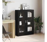 zylophax Bibliothèque chêne Noir en Bois d'ingénierie 82,5x30,5x115 cm avec Portes vitrées, Compartiments spacieux, Rangement Pratique pour Salon Bureau Chambre, Meuble de Rangement Multifonction