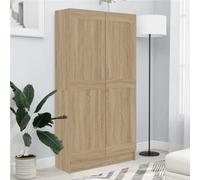 zylophax Bibliothèque chêne Sonoma en Bois d’ingénierie 82,5x30,5x150 cm avec 4 Compartiments et 2 Portes, Meuble de Rangement modulable pour Salon Bureau Chambre
