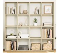 zylophax Bibliothèque chêne Sonoma en Bois d'ingénierie 137,5x29x137,5 cm avec 16 Compartiments Ouverts, étagère modulable pour Salon Bureau Chambre, Meuble de Rangement Polyvalent et Stable