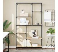 zylophax Bibliothèque chêne Sonoma en Bois d'ingénierie et Acier 99x35,5x176 cm Meuble de Rangement modulable pour Salon Bureau Chambre avec étagère Ouverte et casier asymétrique