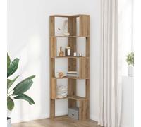 zylophax Bibliothèque d'angle 5 Niveaux en Bois d'ingénierie chêne Artisanal 50x50x179 cm Meuble de Rangement modulable pour Salon Bureau Chambre avec Espace optimisé et Design asymétrique Ouvert