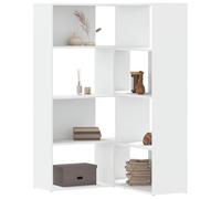 zylophax Bibliothèque d'angle à 4 Niveaux Blanc Bois d'ingénierie 85x85x140 cm modulable Meuble Rangement Salon Bureau Chambre avec étagère Ouverte et rayonnage Stable