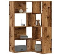 zylophax Bibliothèque d'angle à 4 Niveaux en Bois d'ingénierie Vieux Bois modulable avec Espace de Rangement optimisé pour Salon Bureau Chambre