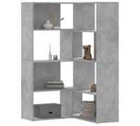 zylophax Bibliothèque d'angle à 4 Niveaux Gris béton en Bois d'ingénierie modulable pour Salon Bureau Chambre, étagère Rangement Meuble rayonnage présentoir Stockage