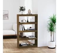 zylophax Bibliothèque en Bois de pin Massif Marron Miel 80x30x135,5 cm avec 4 Compartiments, étagère rayonnage modulable pour Salon Bureau Chambre, Meuble Rangement Ouvert et cloison séparation