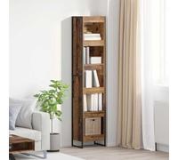 zylophax Bibliothèque en Bois d'ingénierie Bois Ancien 40 x 30 x 189,5 cm avec Pieds en Acier Stable Meuble de Rangement compartimenté pour Salon Bureau Chambre