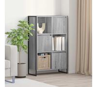 zylophax Bibliothèque en Bois d'ingénierie Gris Sonoma 68 x 30 x 108,5 cm avec 3 Portes Acier, Meuble de Rangement pour Salon Bureau Chambre, étagère modulable pour Livres dossiers Mangas