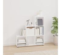 zylophax Bibliothèque escalier Blanc Brillant en Bois d'ingénierie 104x29x107 cm avec 6 Compartiments modulables, étagère Rangement pour Salon Bureau Chambre