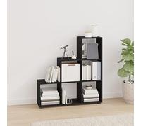 zylophax Bibliothèque escalier Noir en Bois d'ingénierie 107 cm avec 6 Compartiments modulables, étagère rayonnage Rangement pour Salon Bureau Chambre, Meuble asymétrique Ouvert Pratique