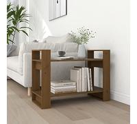 zylophax Bibliothèque étagère en Bois de pin Massif Marron Miel 80x35x56,5 cm Meuble de Rangement Polyvalent pour Salon Bureau Chambre Couloir avec Compartiments Ouverts et cloison de séparation