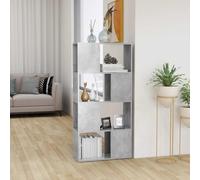 zylophax Bibliothèque Gris béton en Bois d'ingénierie 60x24x124,5 cm, étagère séparateur de pièce avec 4 Compartiments, Meuble de Rangement modulable pour Salon Bureau Chambre