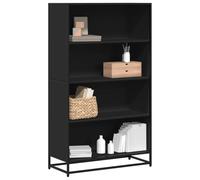 zylophax Bibliothèque Noir Bois d'ingénierie 80,5x35x139 cm Meuble de Rangement avec Cadre métal Stable, étagère Multifonction pour Salon Bureau Chambre