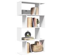 zylophax Bibliothèque séparateur de pièce à 4 Niveaux en Bois d'ingénierie Blanc 70 x 24 x 129 cm, Meuble étagère modulable avec Compartiments Ouverts pour Rangement Salon Bureau Chambre