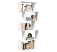 zylophax Bibliothèque séparateur de pièce Blanc en Bois d'ingénierie 70 x 24 x 161 cm avec 5 Niveaux, étagère modulable asymétrique pour Rangement Livres, dossiers