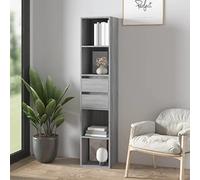 zylophax Bibliothèque Sonoma Gris en Bois d'ingénierie 36x30x171 cm avec 4 Compartiments Ouverts et 2 tiroirs, Meuble de Rangement modulable pour Salon Bureau Chambre