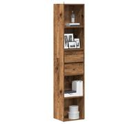 zylophax Bibliothèque Vieux Bois 36x30x171 cm Bois d'ingénierie avec 4 Compartiments Ouverts 2 tiroirs Rangement modulable pour Salon Bureau Chambre Rangement Livres dossiers Manga