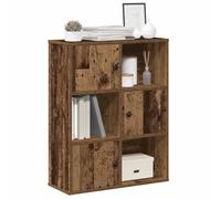 zylophax Bibliothèque Vieux Bois 60x24x76,5 cm Bois d'ingénierie Armoire Rangement modulable avec Porte asymétrique Compartiments Ouverts pour Salon Bureau Chambre