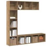 zylophax Bibliothèques 3 pcs chêne Artisanal Bois d'ingénierie 36x30x143 cm Rangement modulable Mural et Pied pour Salon Bureau Chambre Enfant avec Compartiments Ouverts et tiroirs