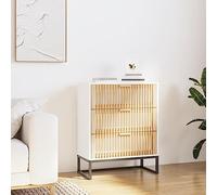 zylophax Buffet Blanc en Bois d'ingénierie 60x30x75 cm, Meuble Rangement avec tiroirs, Pieds en Fer Stables, Armoire casier modulable pour Salon, Cuisine, Chambre, Bureau