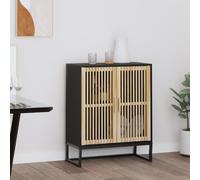 zylophax Buffet Noir en Bois d'ingénierie 60x30x75 cm avec Pied en Fer Stable, Meuble de Rangement modulable pour Salon, Cuisine, Chambre, entrée, offrant Portes, Compartiments et Surface d'affichage