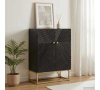 zylophax Buffet Noir en Bois Massif de manguier et Fer 55x30x76 cm Meuble Rangement avec tiroirs et Compartiments pour Salon Chambre Bureau décoration