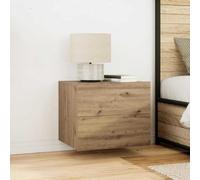 zylophax Cabinet de Chevet chêne Artisanal Bois d'ingénierie 50 x 39 x 41 cm Meuble Mural Suspendu avec tiroir Rangement et éclairage LED USB pour Chambre Salon Bureau Minimaliste