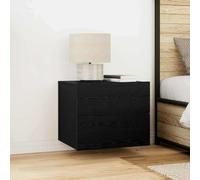 zylophax Cabinet de Chevet en chêne Noir 50 x 39 x 41 cm en Bois d'ingénierie avec tiroir, étagère Murale Suspendue pour Chambre, Rangement Pratique et éclairage LED USB pour lit, Salon, Bureau