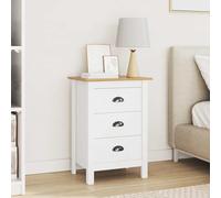 zylophax Cabinet de Chevet Hill en Bois de pin Massif Blanc et Marron Miel 46 x 35 x 65 cm avec 3 tiroirs pour Rangement Chambre Salon Bureau Support Lampe réveil Livre
