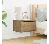 zylophax Cabinet de Chevet Mural en Bois d'ingénierie chêne Artisanal 50 x 36 x 30 cm avec tiroir Rangement, éclairage LED USB intégré, Meuble Suspendu pour Chambre, Salon, Bureau,
