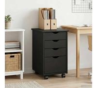 zylophax Cabinet Roulant Gris en pin Massif 34 x 39 x 56 cm avec 4 tiroirs et roulettes, Meuble Rangement modulable pour Bureau Chambre Salon, Design Compact et Fonctionnel