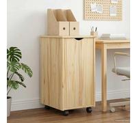 zylophax Cabinet Roulant Marron en Bois de Pin Massif 34 x 39 x 65,5 cm avec roulettes, Étagères et Compartiments pour Rangement Modulable dans Chambre Salon Bureau