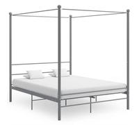 zylophax Cadre de lit à baldaquin Gris métal avec sommier à Lattes 160x200 cm Structure Robuste pour Chambre Adulte ou Enfant, Plateforme de Couchage Confortable et Design Moderne