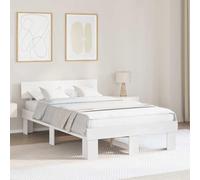 zylophax Cadre de lit avec tête de lit Blanc en pin Massif 135 x 190 cm, sommier à Lattes Robuste, Structure Durable pour Chambre Adulte, lit Double Confortable, Style scandinave Moderne