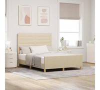 zylophax Cadre de lit avec tête de lit crème 140 x 190 cm Tissu Moderne sommier Plateforme avec Rangement tiroir Coffre et Support Matelas pour Chambre Adulte Enfant