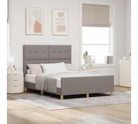 zylophax Cadre de lit avec tête de lit Taupe 140 x 190 cm en Tissu Velours capitonné avec sommier à Lattes, Structure Plateforme Bois et métal, Coffre de Rangement pour Chambre Adulte