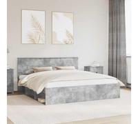 zylophax Cadre de lit Béton 180 x 200 cm en Bois d'ingénierie avec tête de lit, sommier à Lattes rigides, Structure Solide pour Chambre Adulte, Design Moderne scandinave Industriel