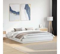 zylophax Cadre de lit Blanc 180x200 cm en Bois d'ingénierie avec sommier à Lattes Robuste, Structure Stable pour Chambre Adulte ou Enfant, Plateforme de Couchage Confortable et Design épuré