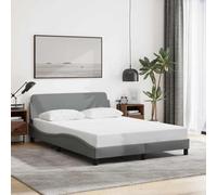 zylophax Cadre de lit Dover Gris Clair 140x190 cm Tissu capitonné Robuste avec tête et Pieds en métal et Bois, Structure Plateforme Solide pour Chambre Adulte Enfant ado, Design scandinave Moderne