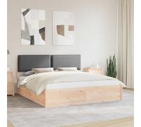 zylophax Cadre de lit en Bois de pin Massif avec tête de lit rembourrée Gris foncé, Structure Solide à Lattes, lit Super King 180x200 cm, Design scandinave Industriel, Facile à Monter et Entretenir