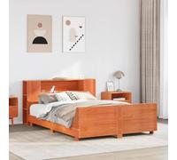 zylophax Cadre de lit en Bois de pin Massif Cire Marron 140x190 cm avec sommier à Lattes et Rangement intégré pour Chambre Adulte Enfant ado, Structure Durable et Support Matelas Optimal