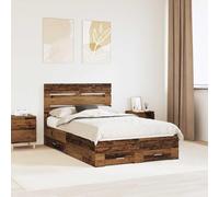 zylophax Cadre de lit en Bois d'ingénierie 120 x 190 cm avec tiroirs de Rangement, tête de lit Robuste pour Chambre Adulte, Structure Durable et Design Moderne, idéal pour Studio et dortoir organisé