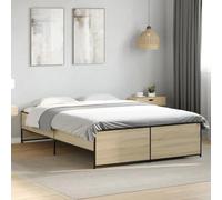 zylophax Cadre de lit en Bois d'ingénierie chêne Sonoma 120x190 cm avec Pieds en métal, sommier à Lattes Robuste pour Chambre Adulte, Structure Plateforme Solide et Design Moderne