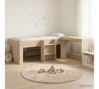 zylophax Cadre de lit en Bois d'ingénierie chêne Sonoma avec Bureau intégré, sommier à Lattes, Structure Solide 203x111x68,5 cm pour Chambre Adulte, et Rangement Pratique