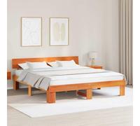 zylophax Cadre de lit en pin Massif Brun Cire 180 x 200 cm avec tête de lit Bois, sommier à Lattes Robuste pour Chambre Adulte, Design scandinave Industriel, Structure Solide et Fonctionnelle