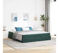 zylophax Cadre de lit en Velours Vert avec Matelas Mousse Haute densité 180x200 cm, sommier Plateforme avec Rangement tiroir intégré pour Chambre Adulte Enfant